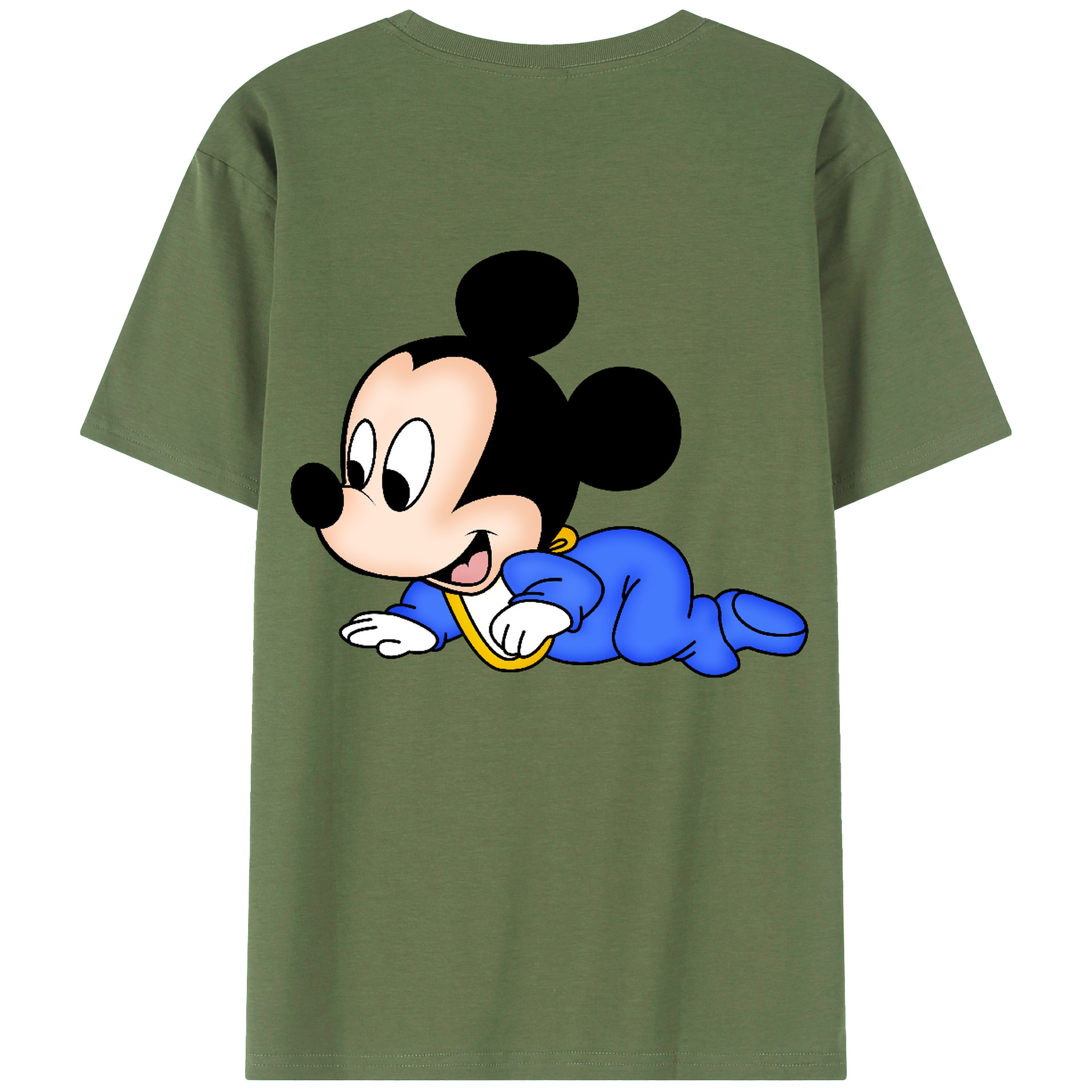 ミッキーマウス Mickey Mouse 綿100％ メンズ半袖Tシャツ（バックプリント） 通気性